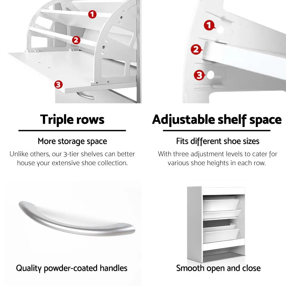 24-Pair Adjustable Shoe Cabinet with Dual Compartments - Artiss