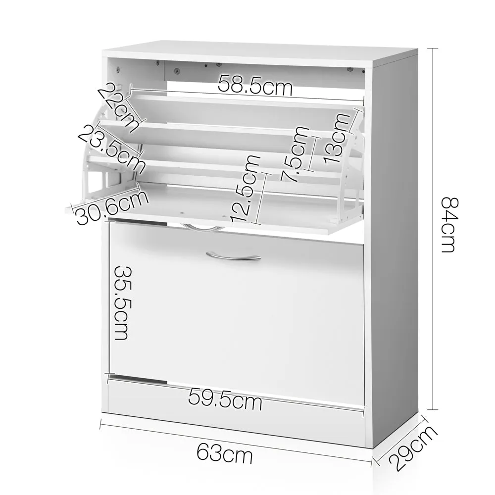 24-Pair Adjustable Shoe Cabinet with Dual Compartments - Artiss