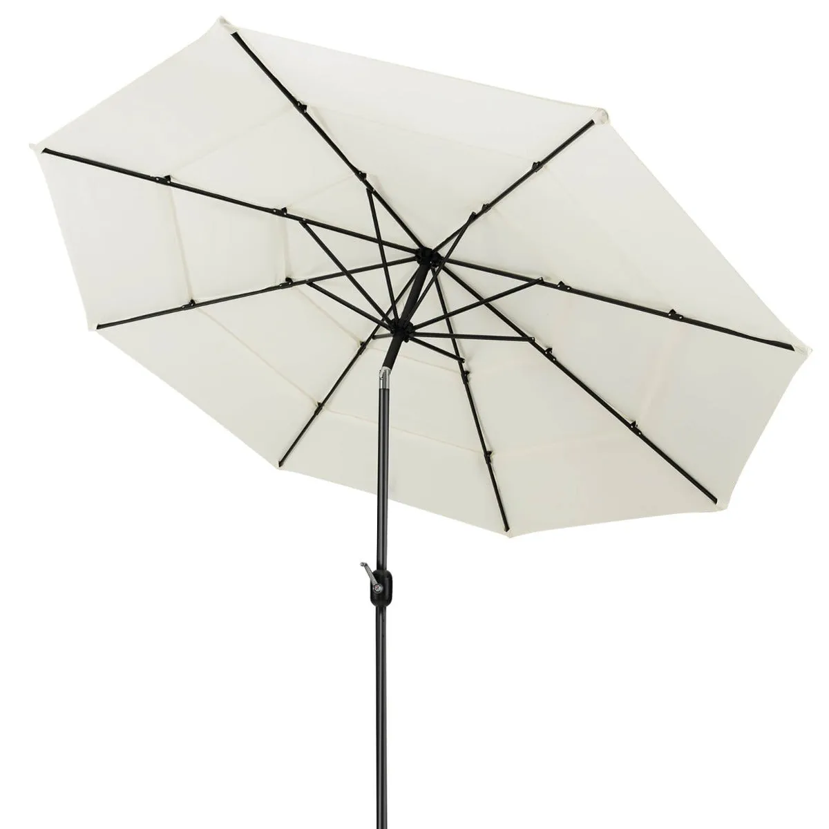 3 Meter Double Vented Outdoor Umbrella with Push Button Tilt and Manual Crank