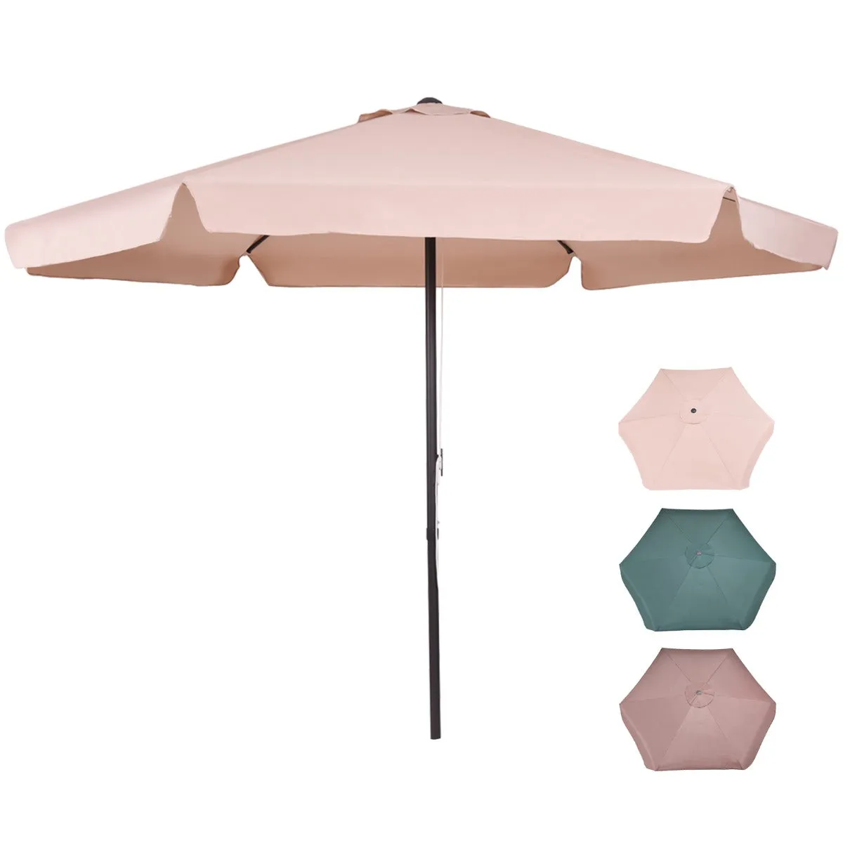 3M Patio Parasol with 6 Ribs and Air Vent for Beach Pool-Beige