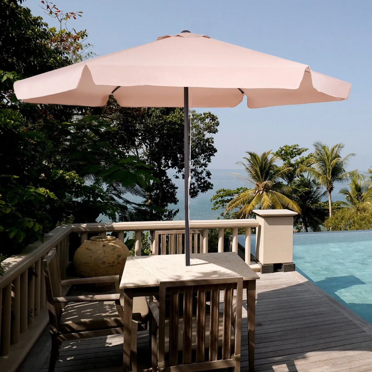 3M Patio Parasol with 6 Ribs and Air Vent for Beach Pool