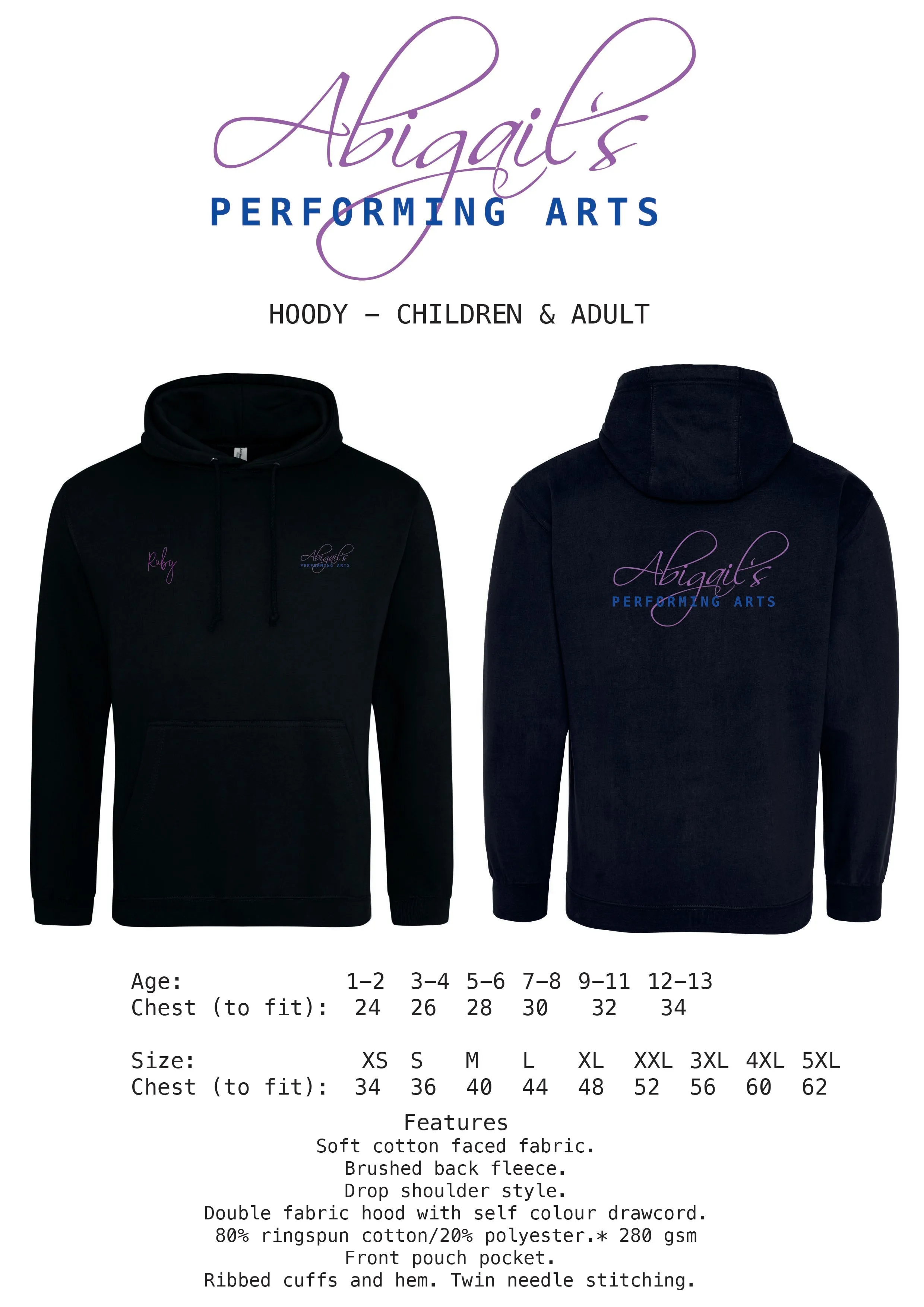 Abigail's Performing Arts - Hoody (Child & Adult)