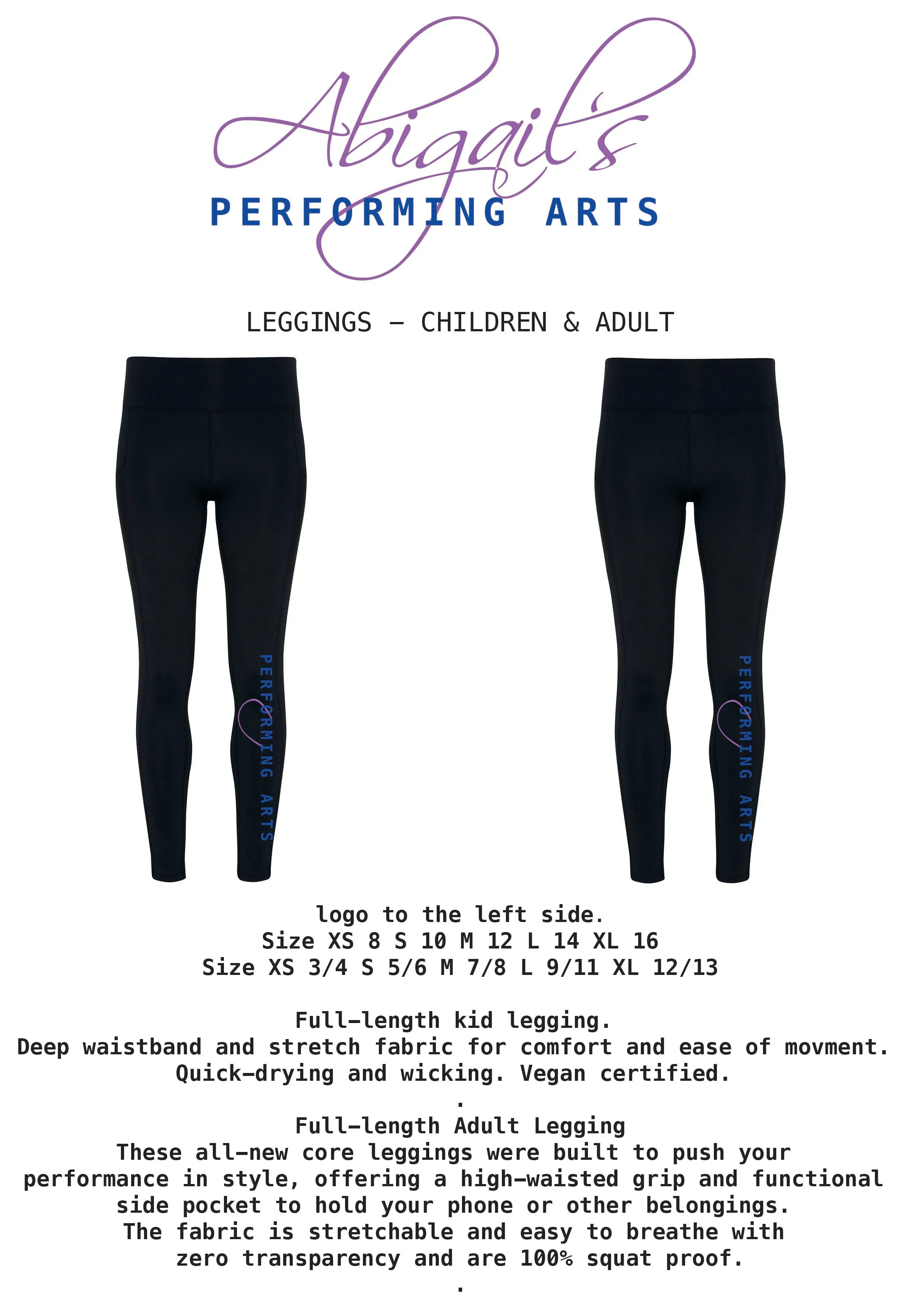 Abigail's Performing Arts Leggings (Child & Adult)