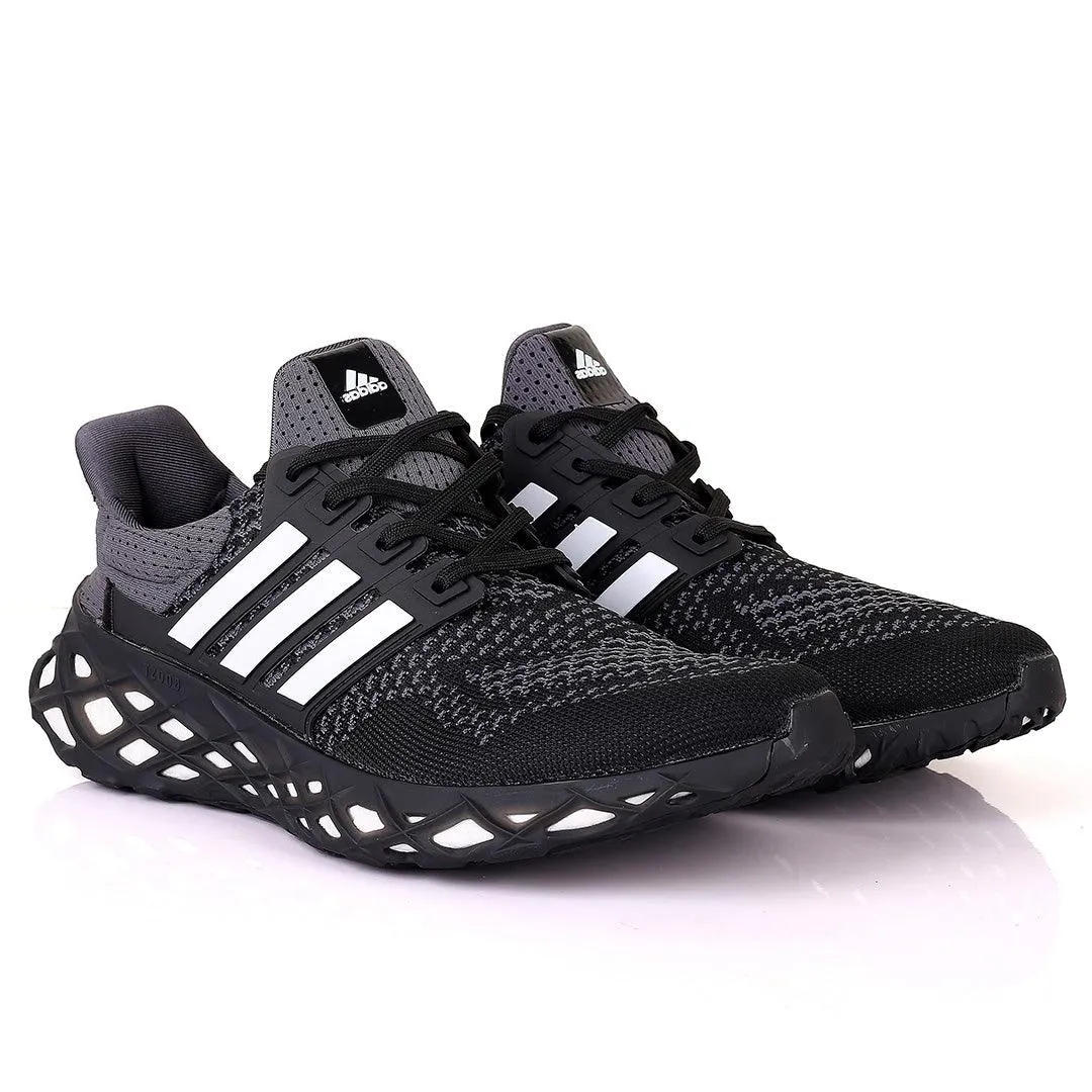 AD Boost Black Grey  And White Designed Men's Running Sneakers