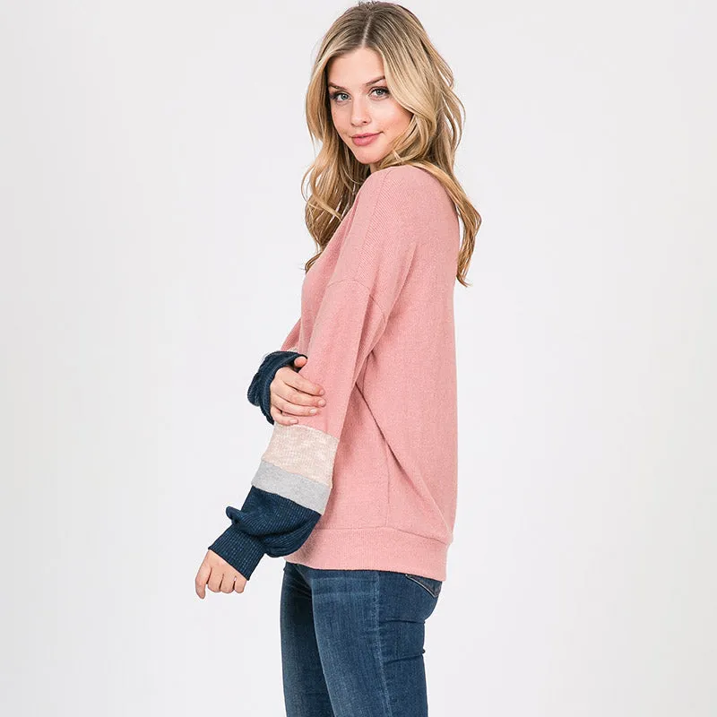 Apolo Colour Block Top Rose