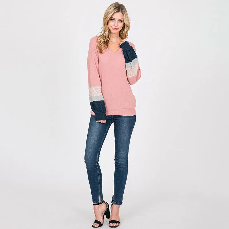 Apolo Colour Block Top Rose