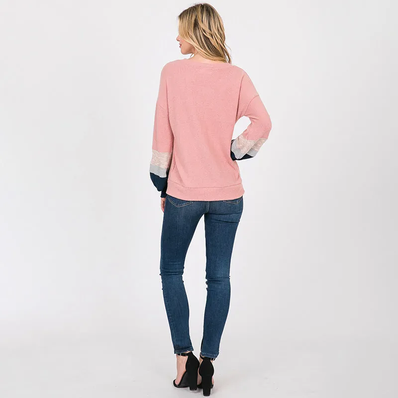 Apolo Colour Block Top Rose