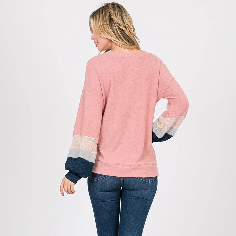 Apolo Colour Block Top Rose