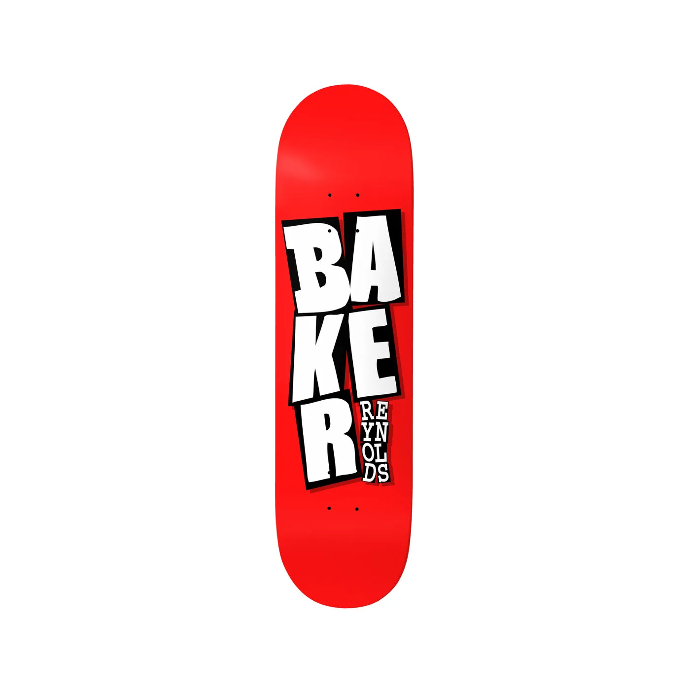 BAKER Reynolds Stacked Name Red B2 8 x 32 Deck w/ Pepper Grip