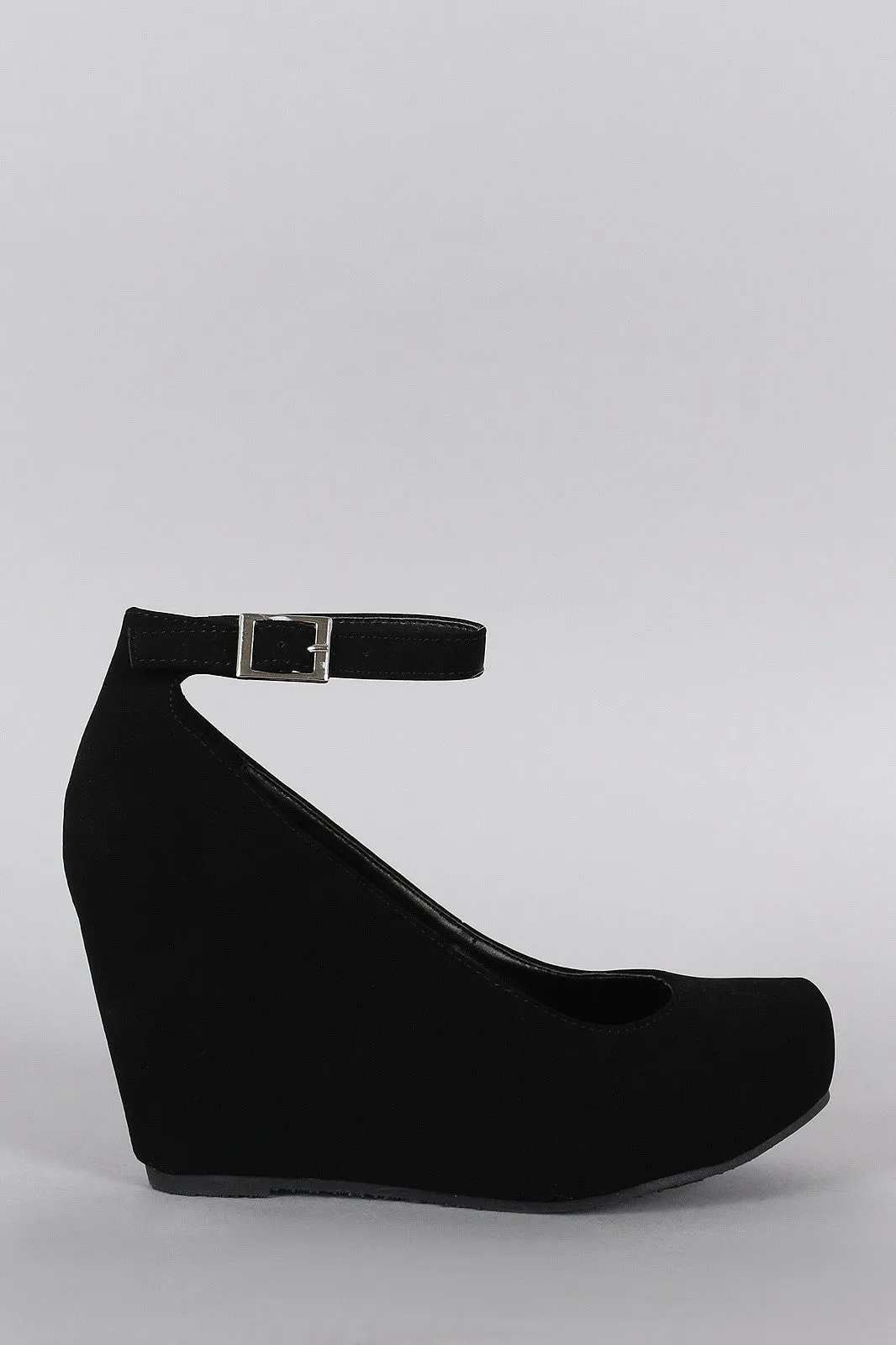 Bamboo Nubuck Ankle Strap Hidden Platform Wedge