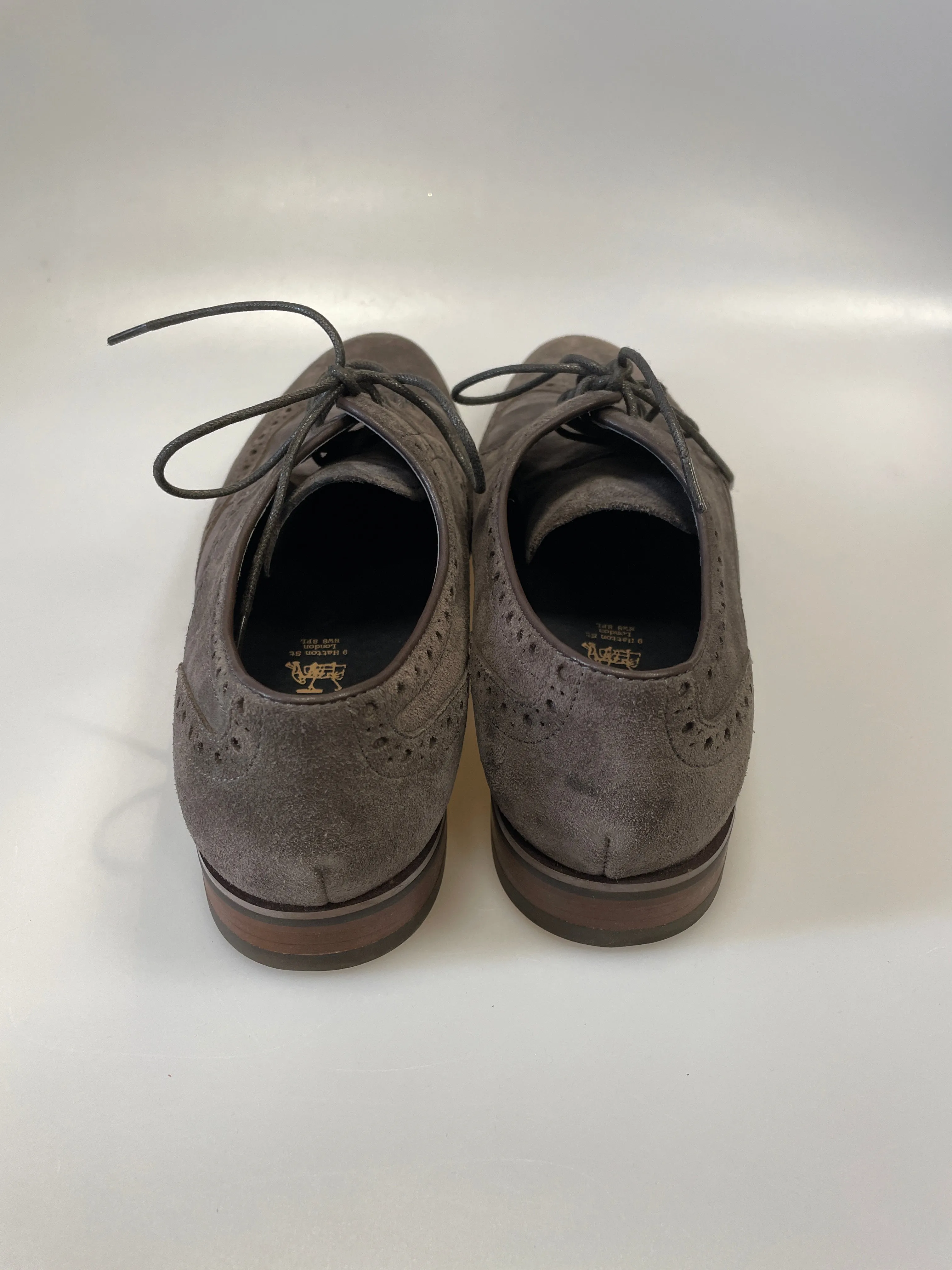 Bertie New in Box Grey Suede Leather Lace Up Brogue Shoes Size 7