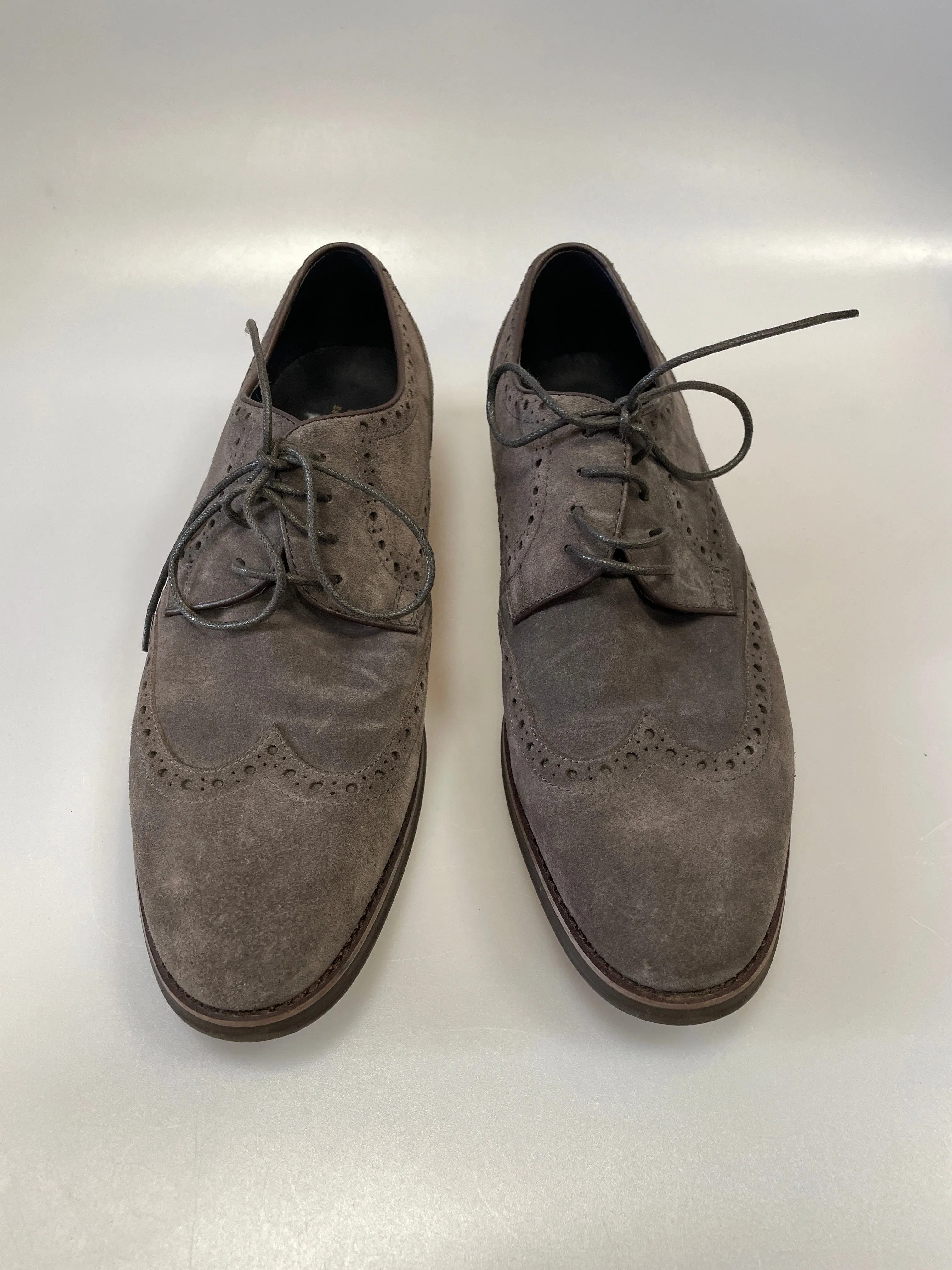 Bertie New in Box Grey Suede Leather Lace Up Brogue Shoes Size 7