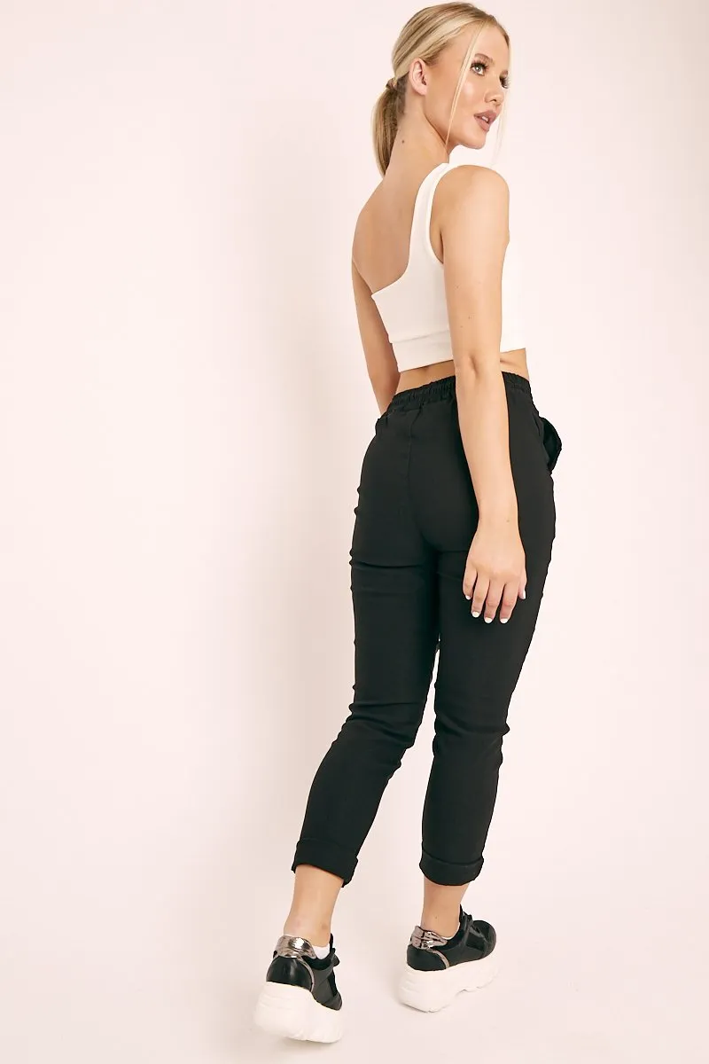 Black Drawstring Waist Trousers - Maddi