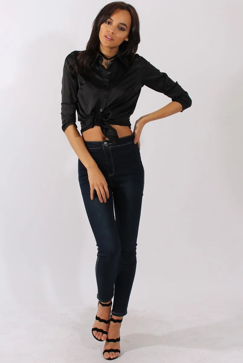 Black Satin Shirt - Alaina