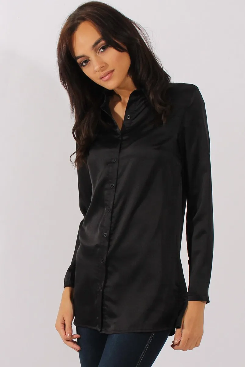 Black Satin Shirt - Alaina