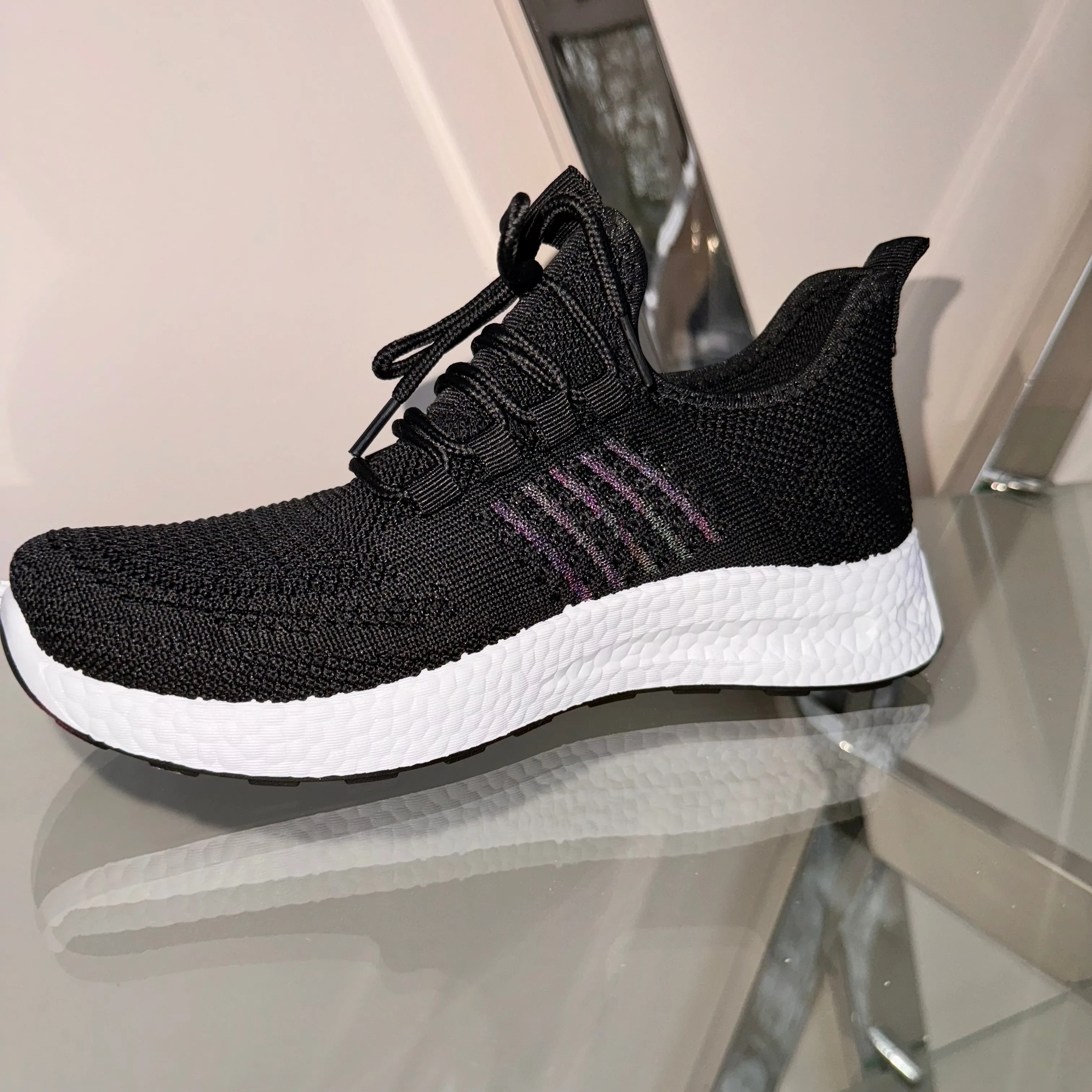 Black Stretch Trainer with Lace