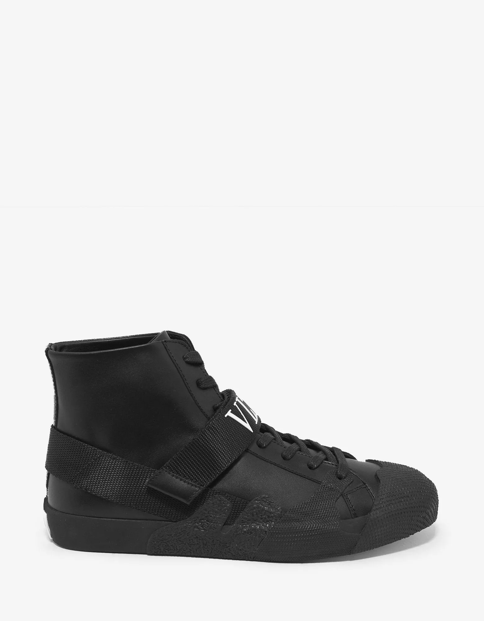 Black VLTN Strap High Top Trainers