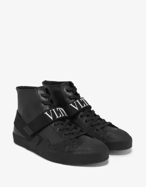 Black VLTN Strap High Top Trainers