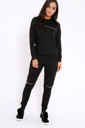 Black Zip Loungewear Set - Kelly