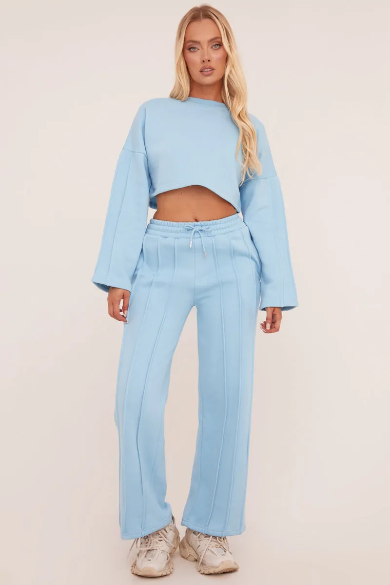 Blue Binding Detail Loungewear Co-ord Set - Ceri