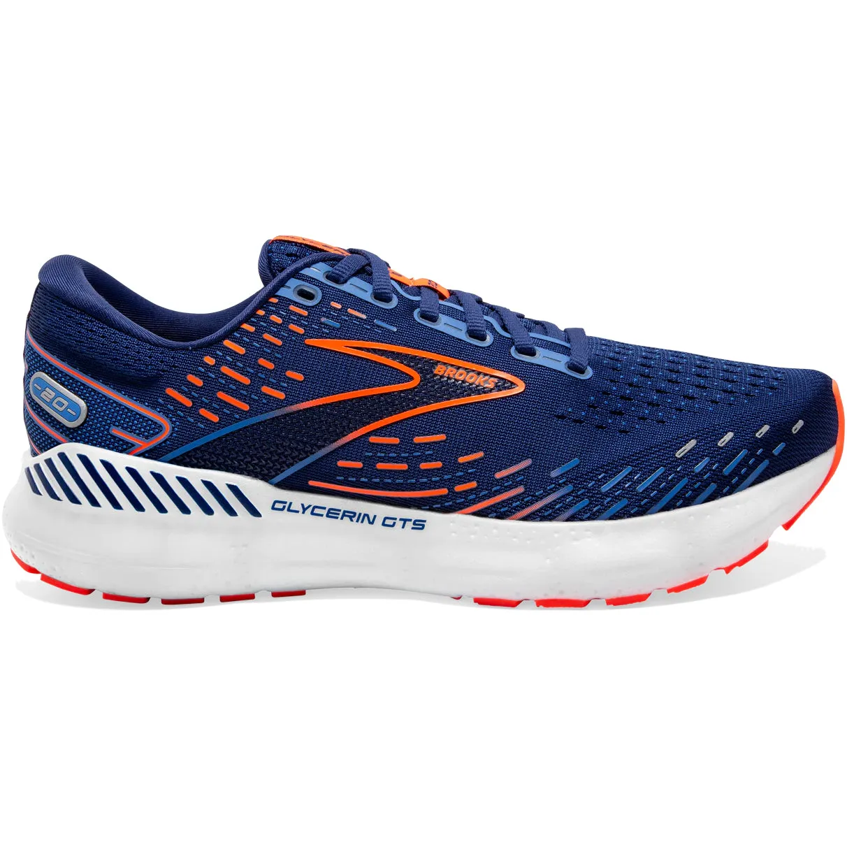 Brooks Men's Glycerin GTS 20 Wide Fit Running Shoes Blue Depths / Palace Blue / Orange