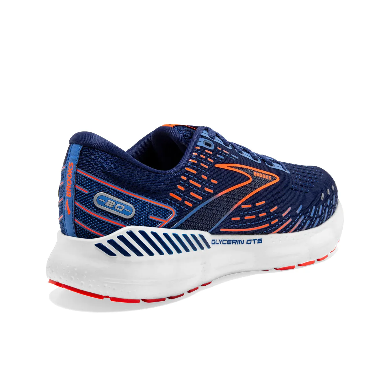 Brooks Men's Glycerin GTS 20 Wide Fit Running Shoes Blue Depths / Palace Blue / Orange