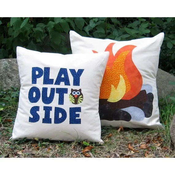 Campfire Pillow Cover Sewing Pattern and Play Outside Pillow Cover Sewing Pattern