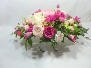 Cemetery flowers in Fuchsia, Pink and white, Grave site spray