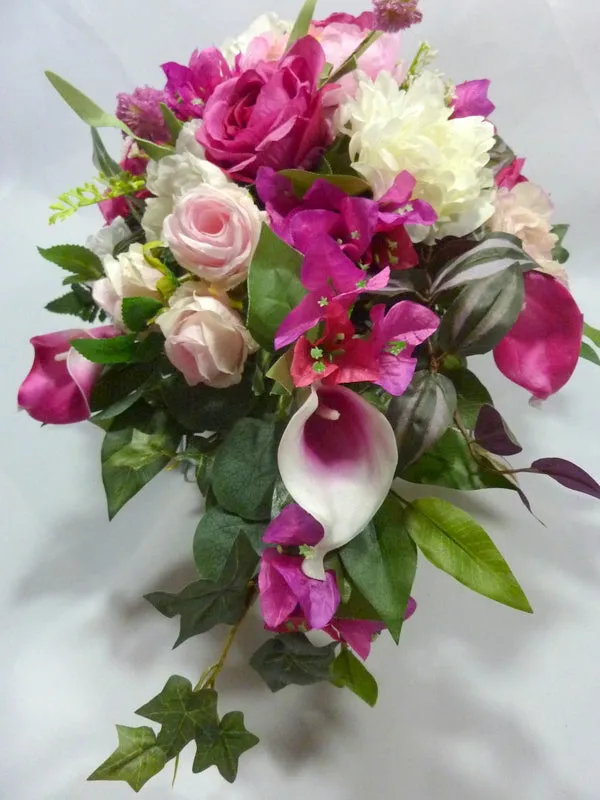 Cemetery flowers in Fuchsia, Pink and white, Grave site spray