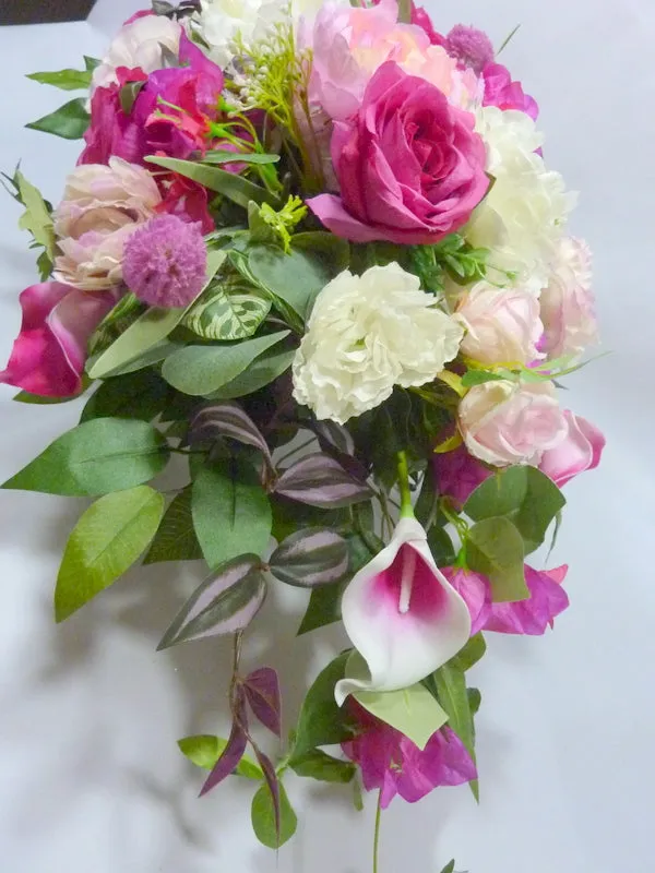 Cemetery flowers in Fuchsia, Pink and white, Grave site spray