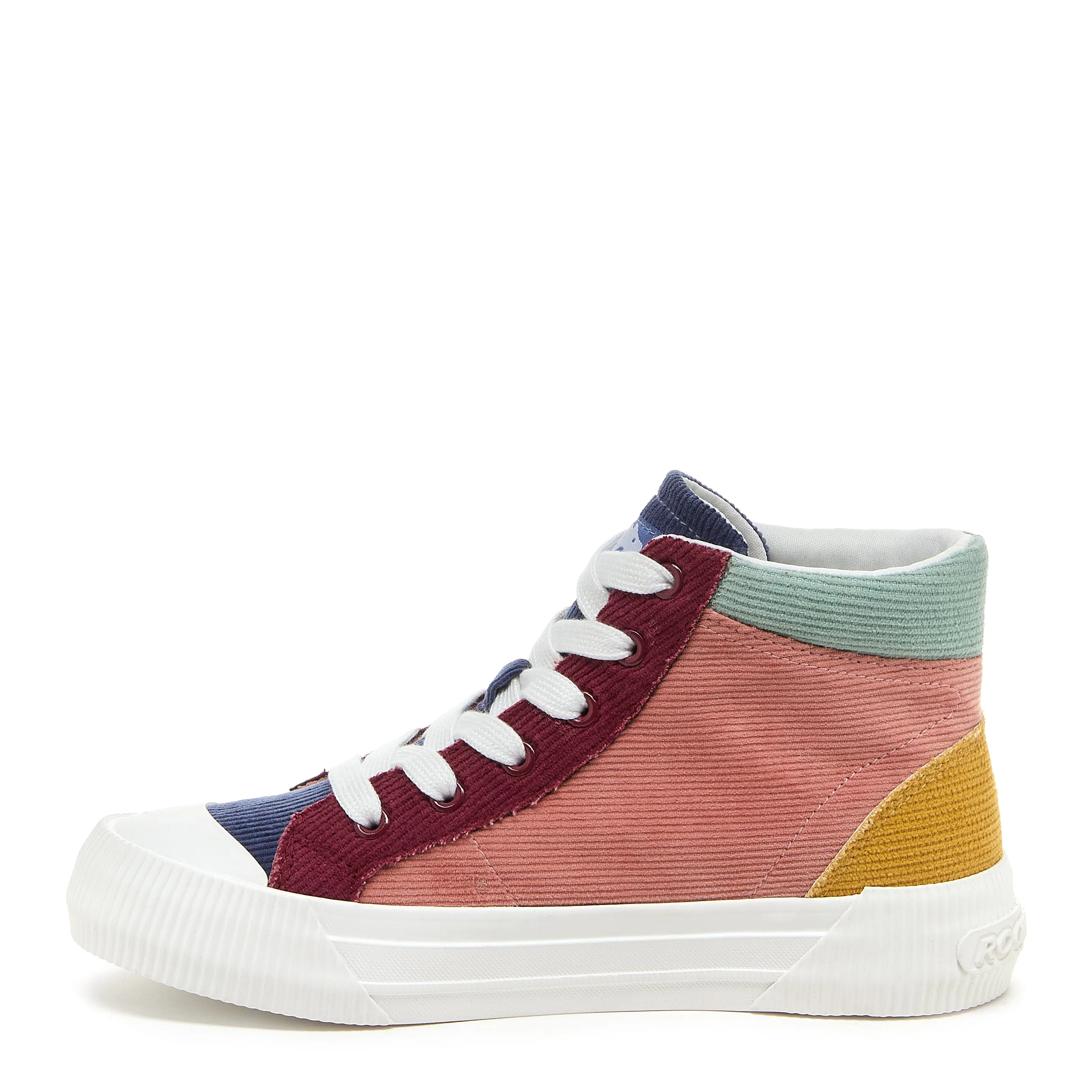 Cheery Pink Corduroy High-top Trainers