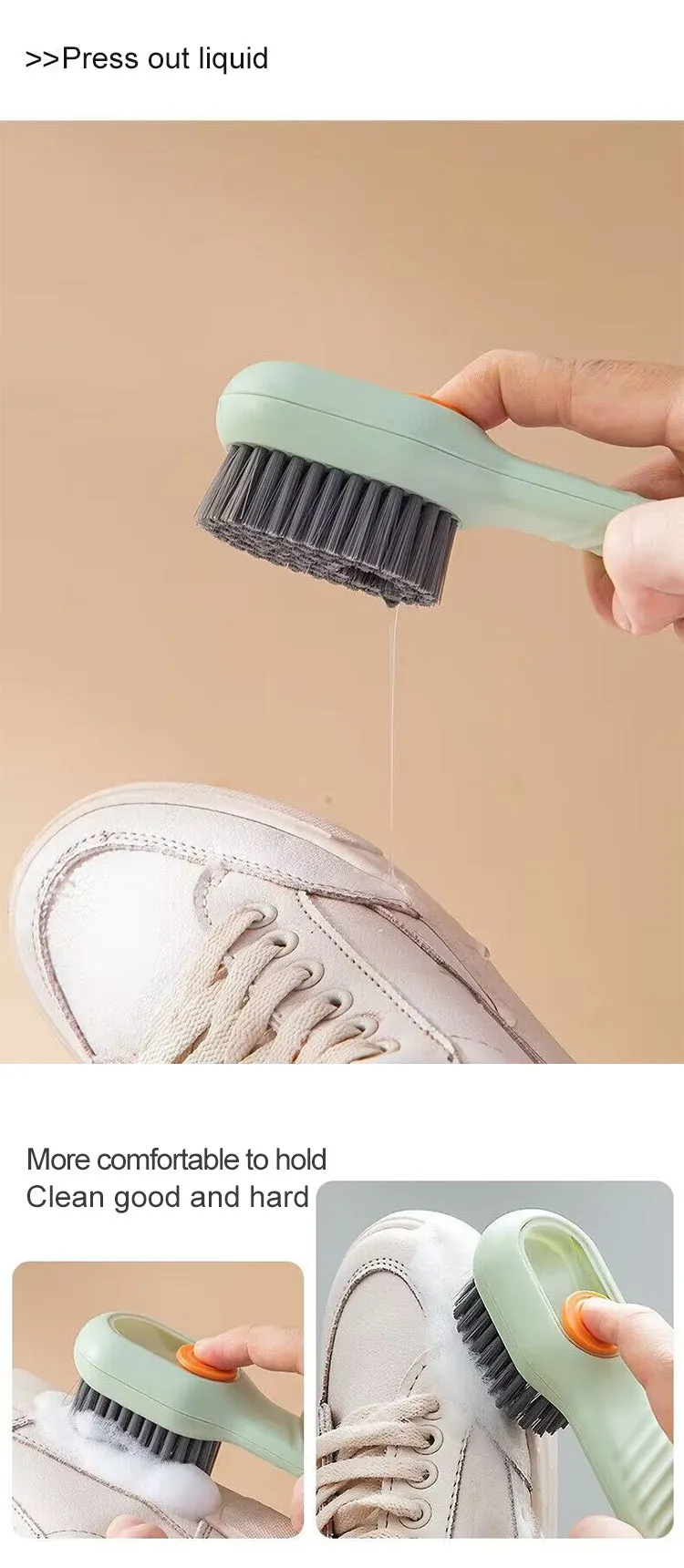 Cleaning Brush Soft Bristled Liquid Shoe Brush Long Handle Brush Clothes Brush Shoe Clothing Board Brush Household Cleaning Tool