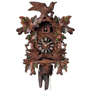 Cuckoo Clock - 1-Day with Moving Birds & Alpine Roses - HÖNES