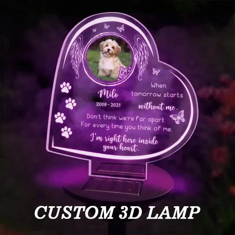 Custom 3D Lamp Pet Memorial Gifts Solar Light Base