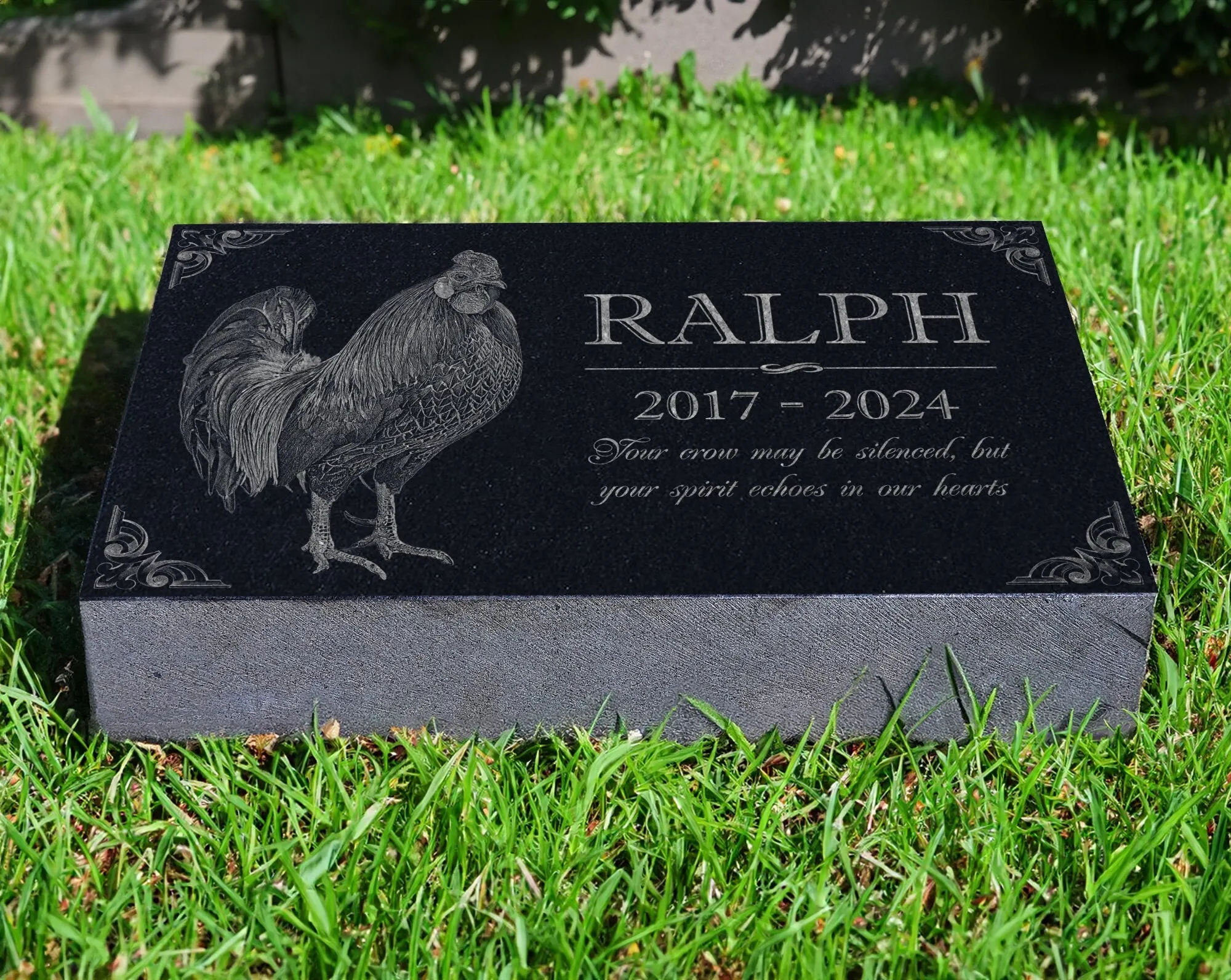 Custom Chicken Tribute: Personalize Granite Rooster Memorial Plaque | Hen Marker | Pet Loss Garden Stone | Chicken Decor | Coop Keepsake