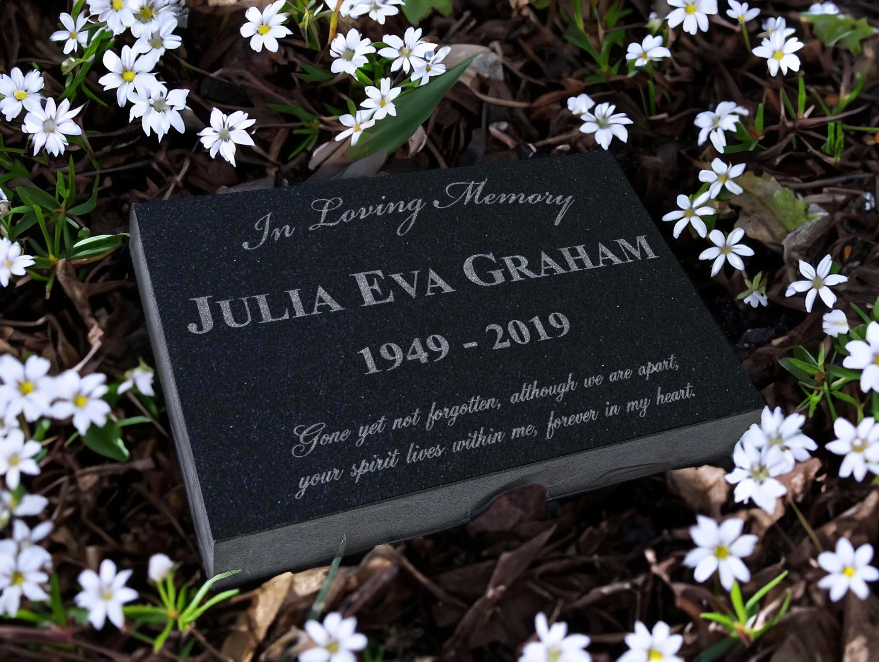 Custom Photo Laser Engraved Granite Headstone | Cemetery Grave Marker | Affordable Personalized Memorial Stone | Tombstone for Loved Ones