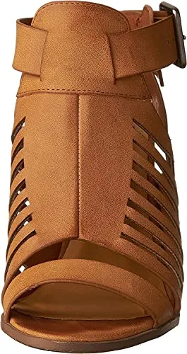 Delicious Yummy Cutout Stacked Heel Sandal Shoes Brown 6.5 Pair of Shoes