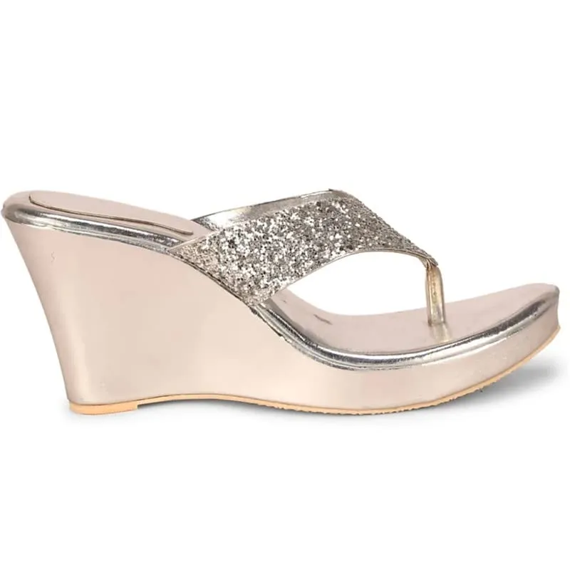 Delish Laides Wadding And Party Occastion Wedges Silver Heel For Women