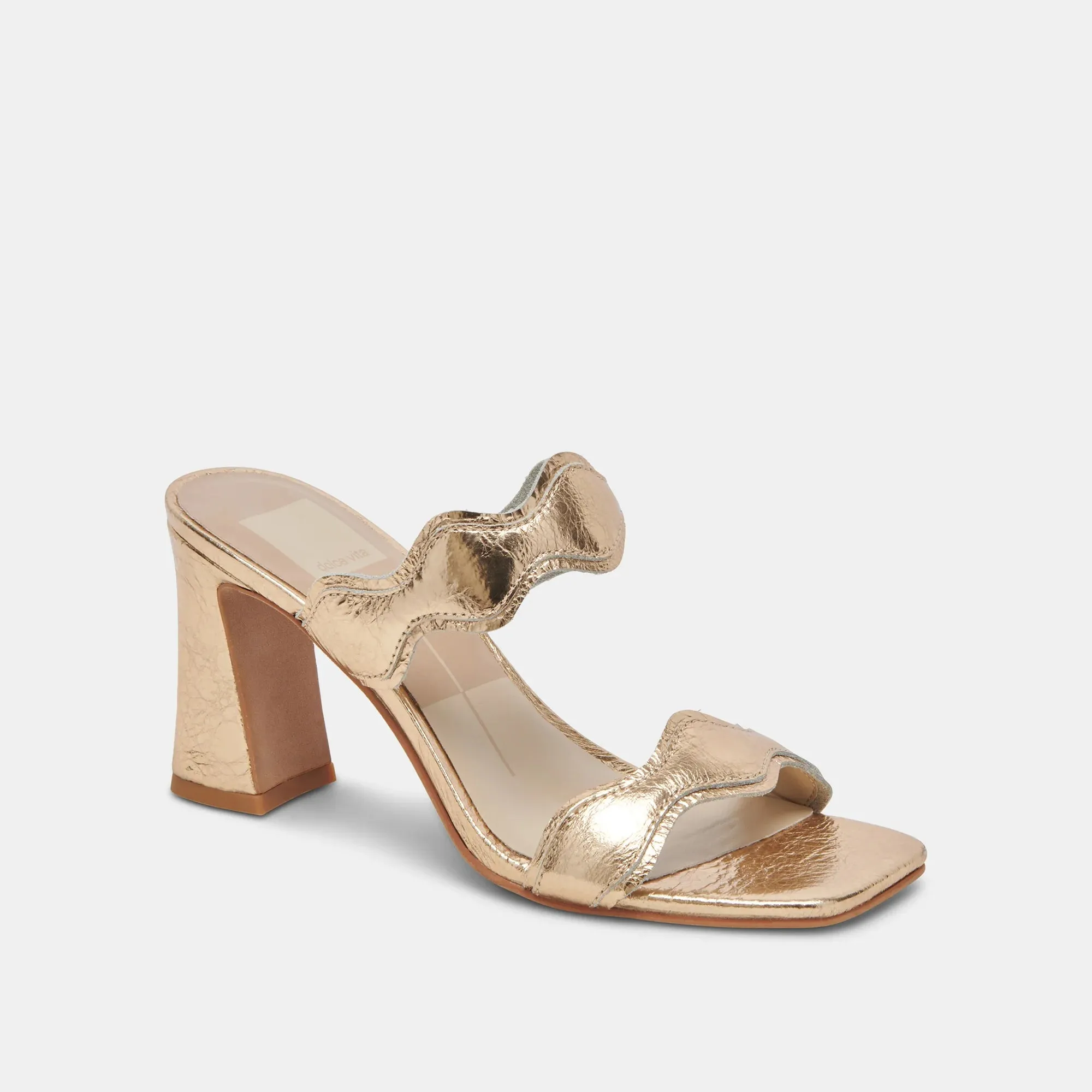 Dolce Vita Ilva Heels in Gold Distressed Leather