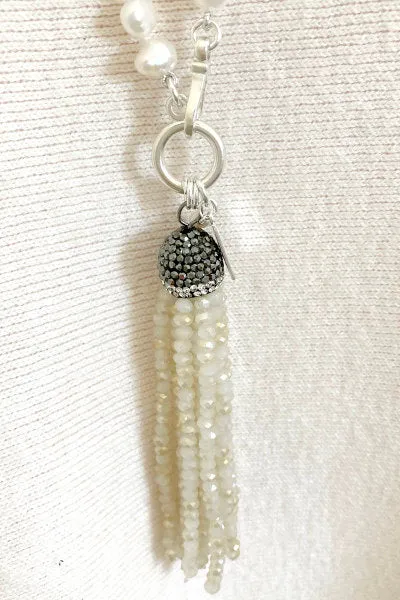 Elise Pearl Necklace | Freshwater Nuggets & Crystal Bead Tassel | By Pearly Girls