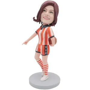 Female Basketball Player In Sportswear Holding A Basketball Behind Custom Figure Bobblehead