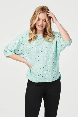 Floral 3/4 Batwing Sleeve Blouse