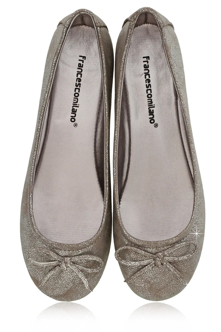 FRANCESCO MILANO SABINE Silver Crackled Ballerinas