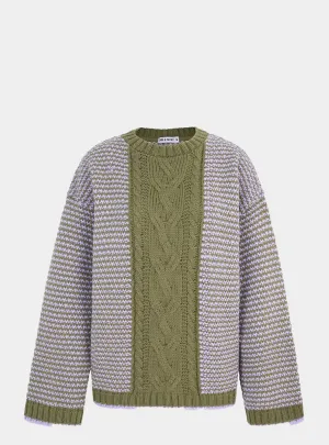 Frankie Cable Knit Crew Neck Jumper - Khaki