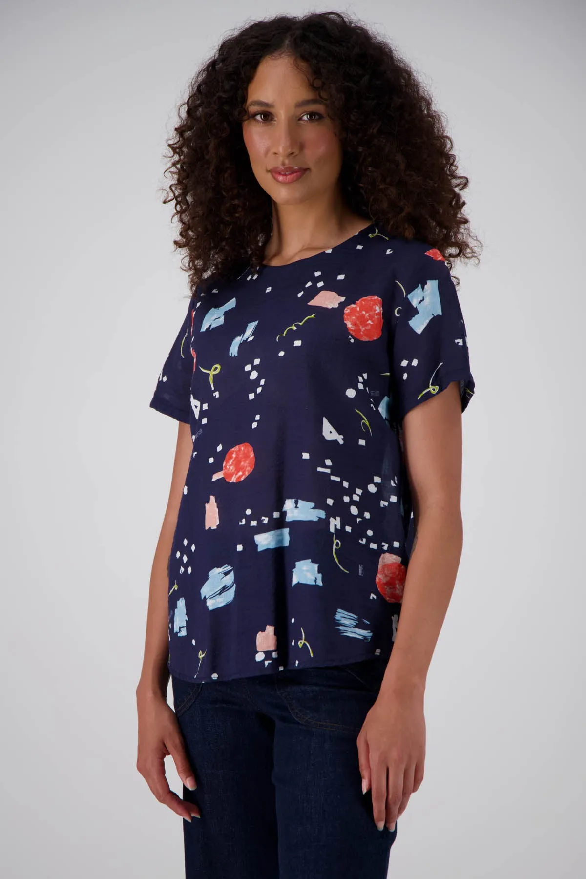 Galaxy Top Navy in Seersucker