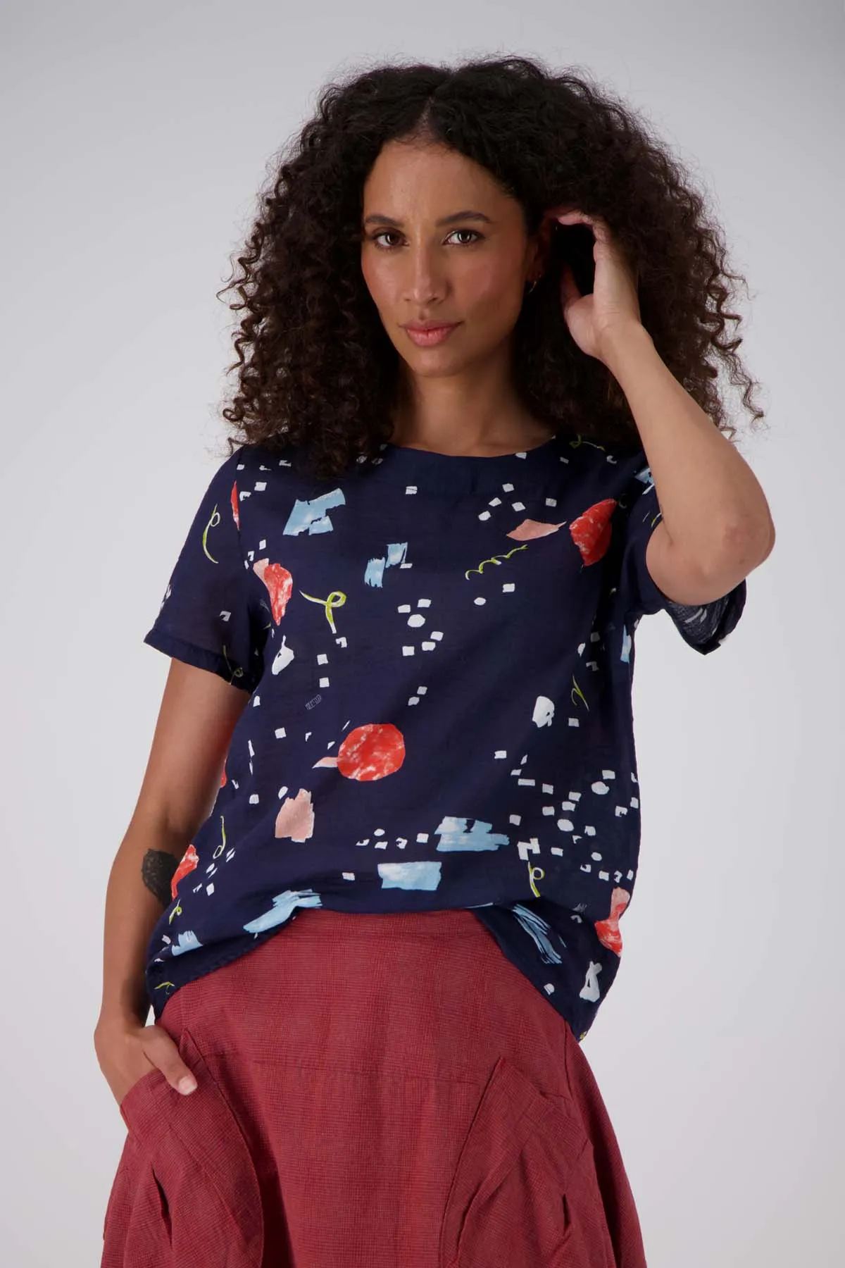 Galaxy Top Navy in Seersucker