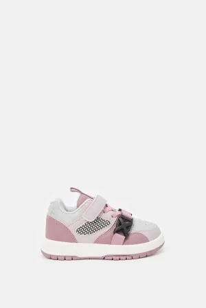 Girls Purple Velcro And Lace Up Sneaker