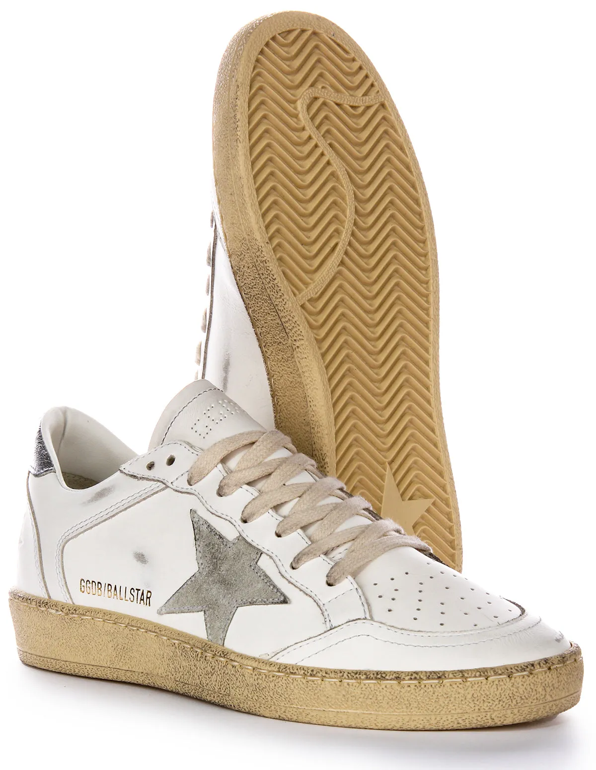 Golden Goose Ball Star Double In White Grey For Women