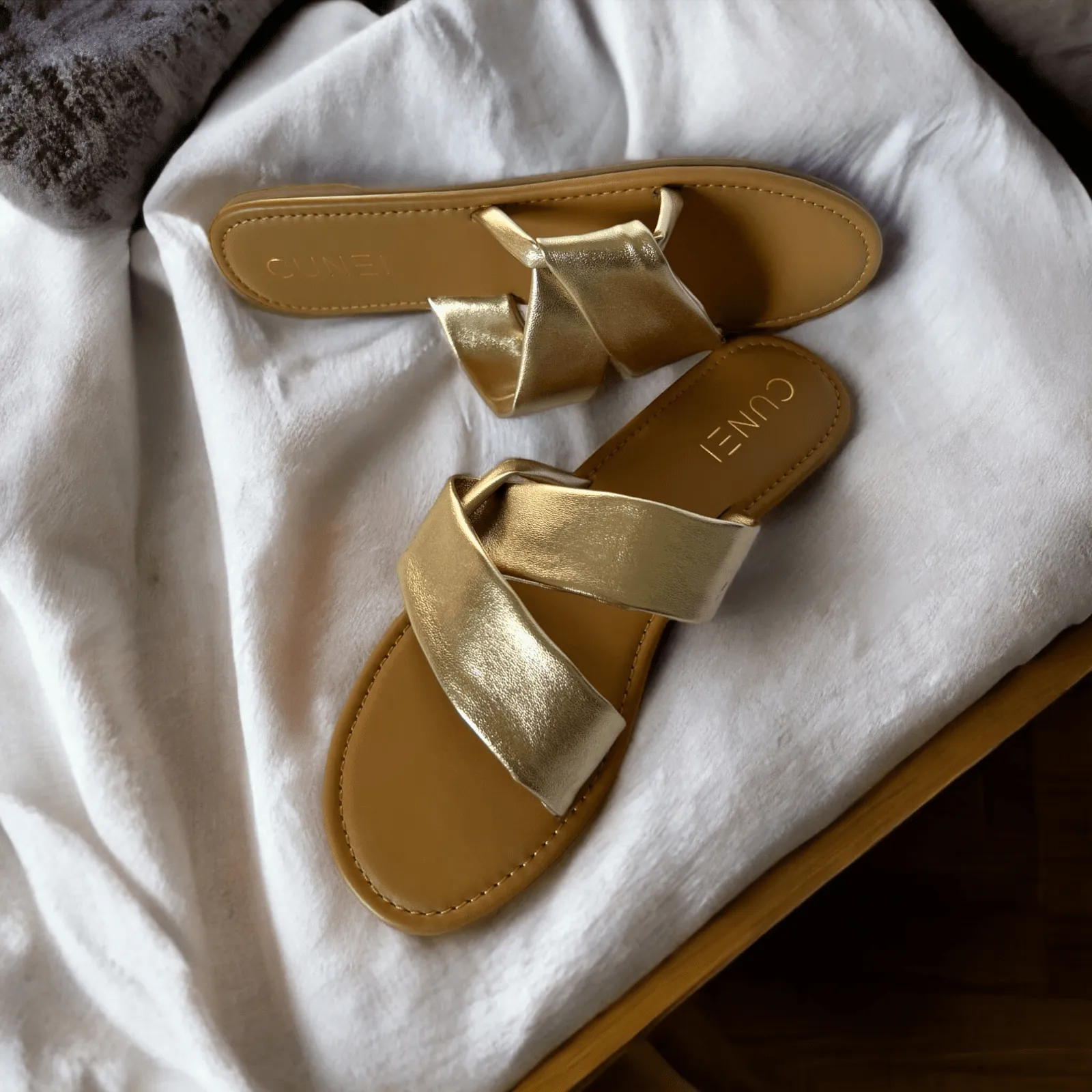 Golden Wrap Slip Ons