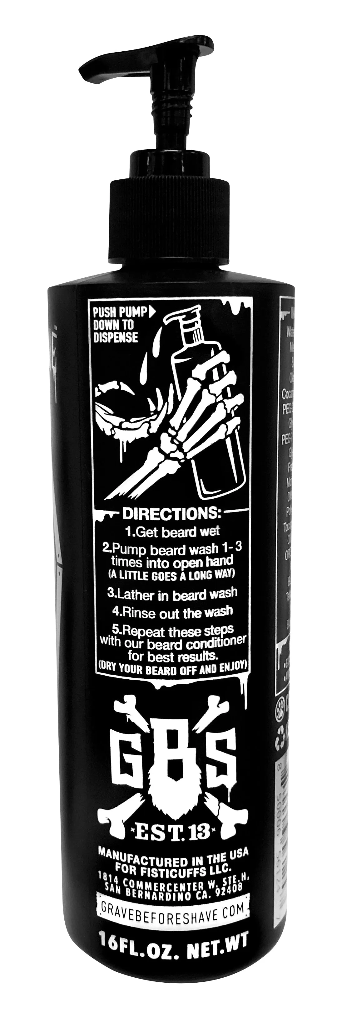 GRAVE BEFORE SHAVE™  BEARD WASH SHAMPOO 16oz. Pump-top